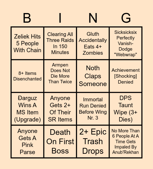 Ðarguz Bizarre Adventures Round 1 Bingo Card