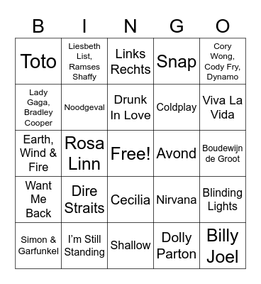 De Bakery Bingo Card