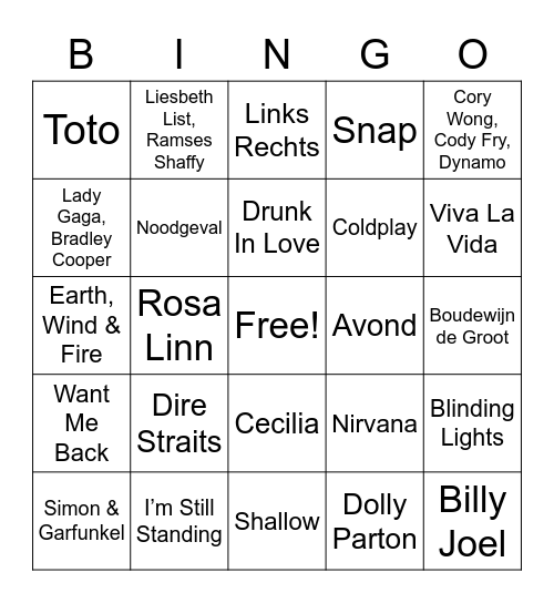 De Bakery Bingo Card