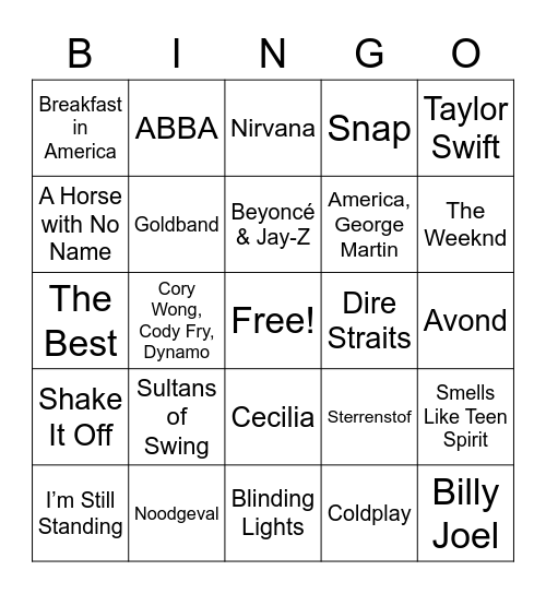 The Bakery Bingo Card