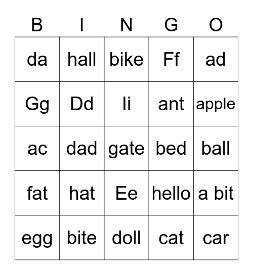 A-I revision Bingo Card