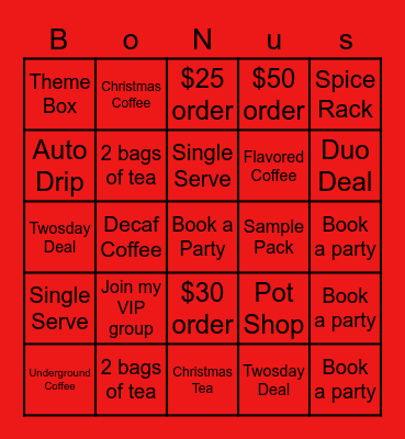 Christmas Java Momma Bingo Card