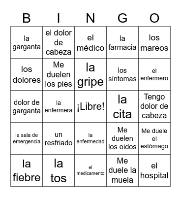 ENFERMEDADES 2 Bingo Card