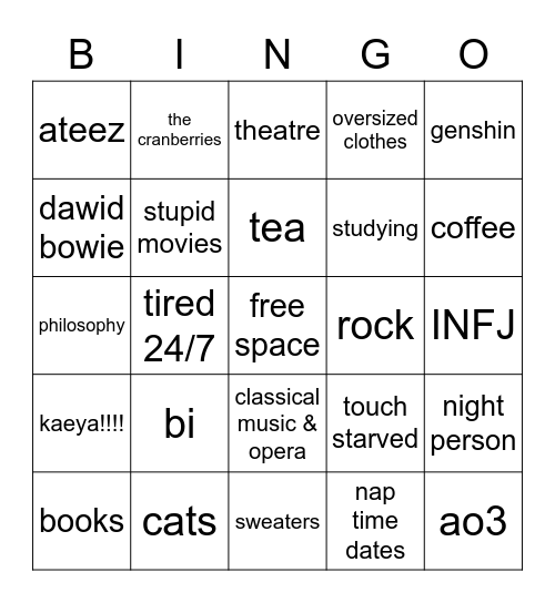 hobsmona Bingo Card