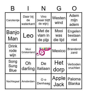 Oudejaars muziek Bingo 2022 Bingo Card