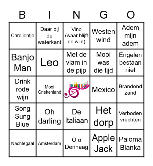 Oudejaars muziek Bingo 2022 Bingo Card