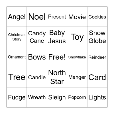 Merry Christmas Bingo Card