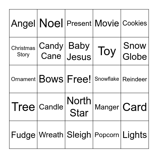 Merry Christmas Bingo Card