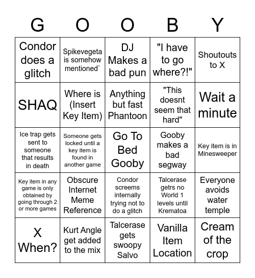 National Goob Day Bingo Card