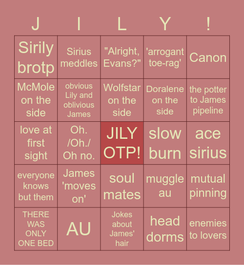 Build-a-Jily-Fic Bingo Card