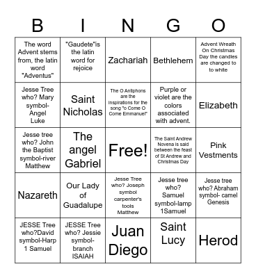 ADVENT BINGO Card