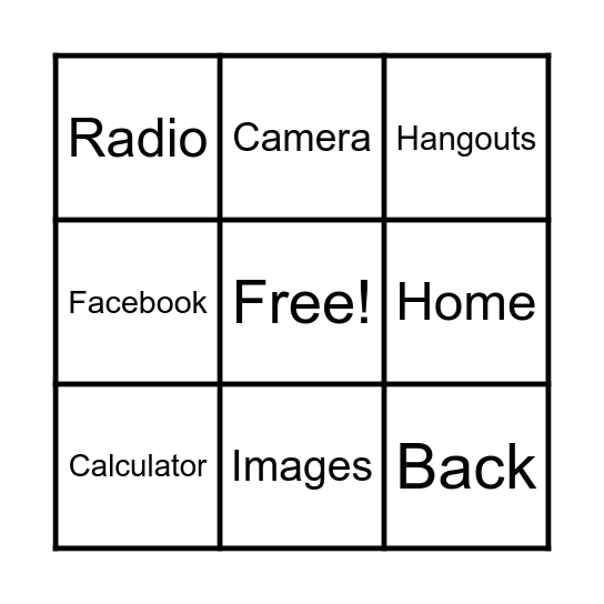 Internet Symbol Bingo Card
