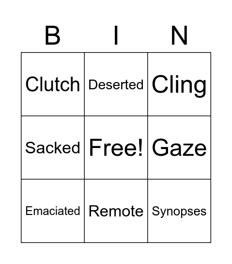 Unit 4 Bingo Card