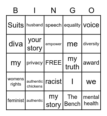 HARRY'S WIFE BULLSH*T BINGO CARD - ROSE Bingo Card