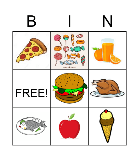 BINGO - "FOOD" Bingo Card