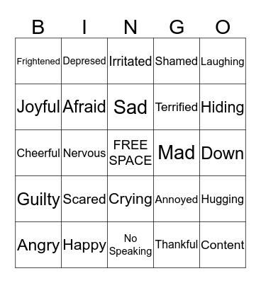 Feelings BINGO Card