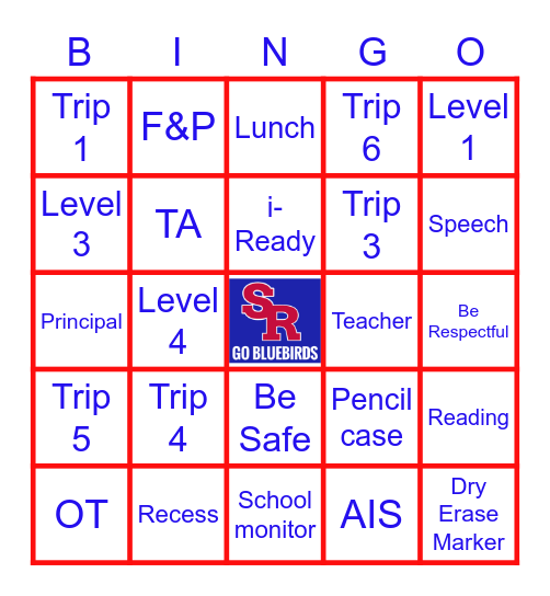 Bluebird Bingo Card