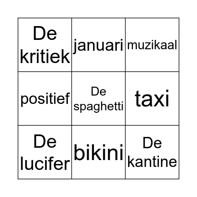 Spelling blok 3 les 4 Bingo Card