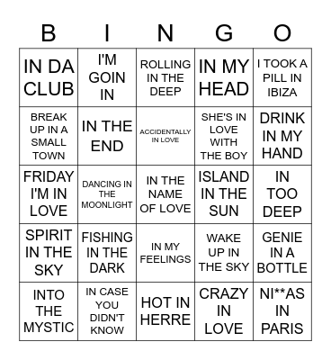 IN Bingo Card