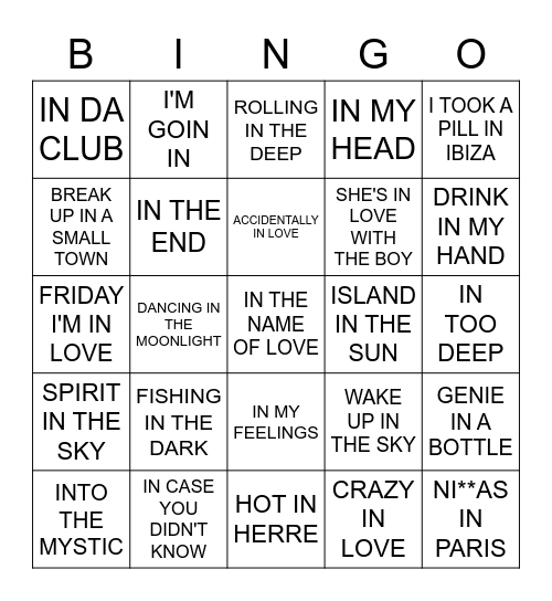 IN Bingo Card