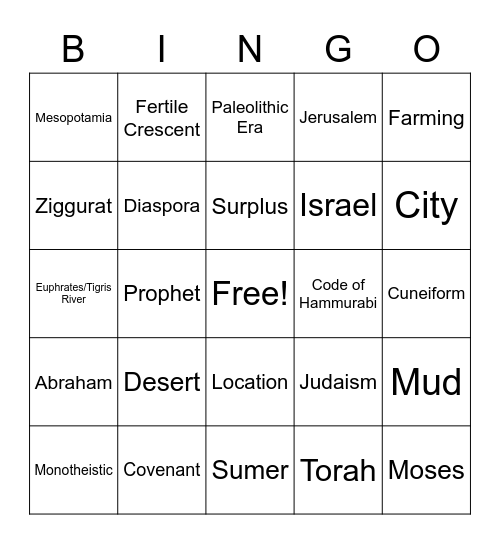 Review Bingo Card