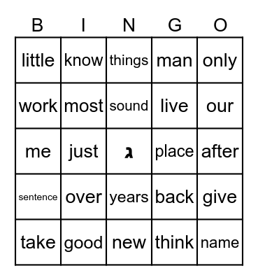 Fry Words 101-200 #1 Bingo Card