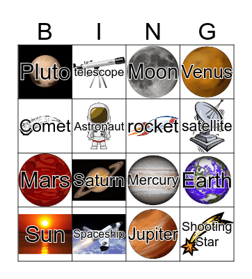 Solar System Bingo Card