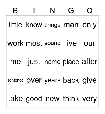 Fry Words 101-200 #2 Bingo Card