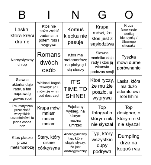 Top Model PL Bingo Card