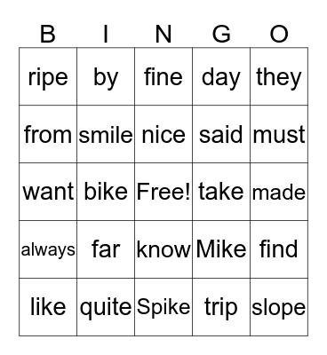 The Nice Mice Bingo Card