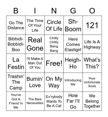 Disney Bingo Card