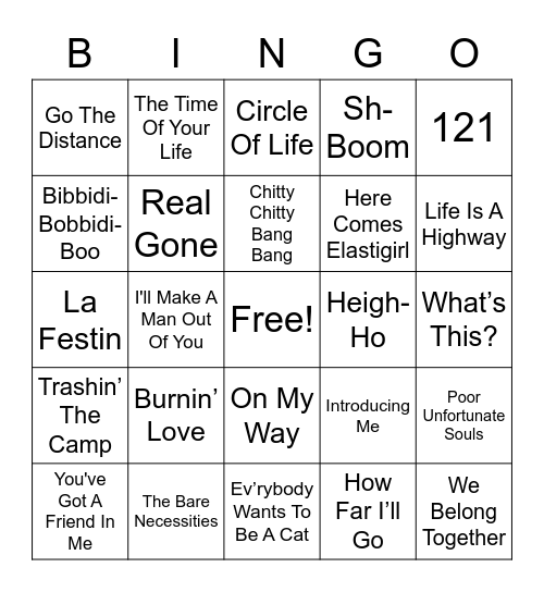 Disney Bingo Card