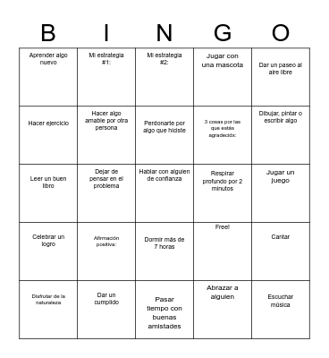 Salud & Bienestar Bingo Card