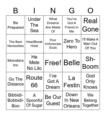 Disney Bingo Card