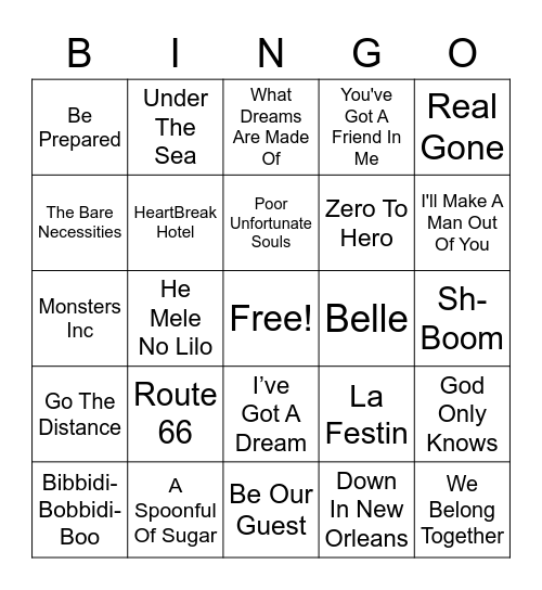 Disney Bingo Card