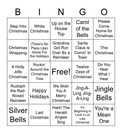 B&B XMAS BINGO Card