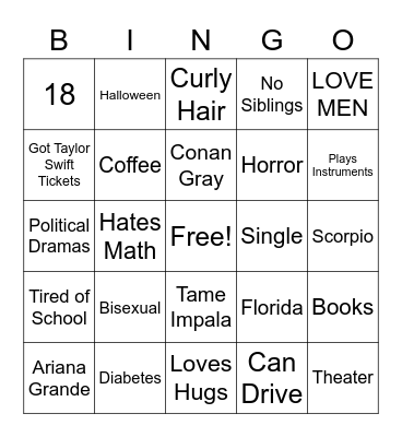 Georgiez Bingo Card