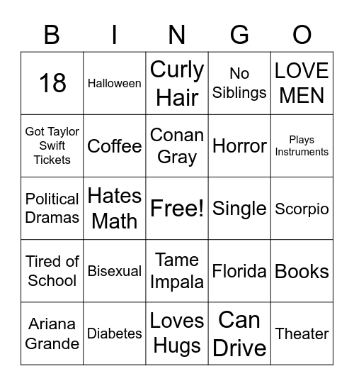 Georgiez Bingo Card