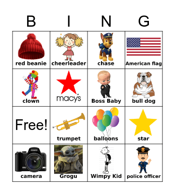 Thanksgiving Parade Bingo! Bingo Card