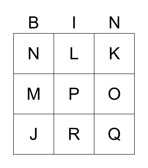 Bingo - ABCs Bingo Card