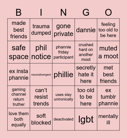 PHANNIE TWITTER BINGO Card