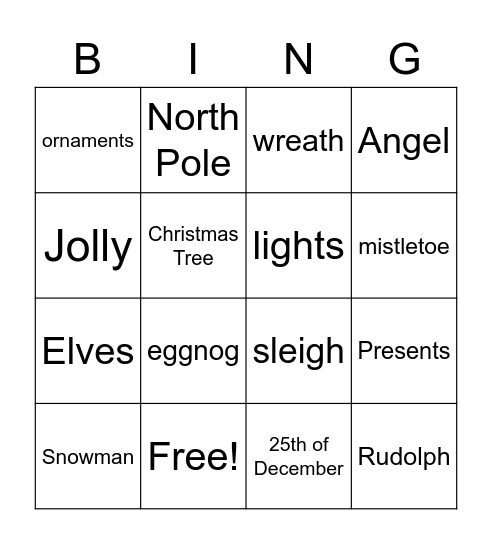 Christmas Bingo Card