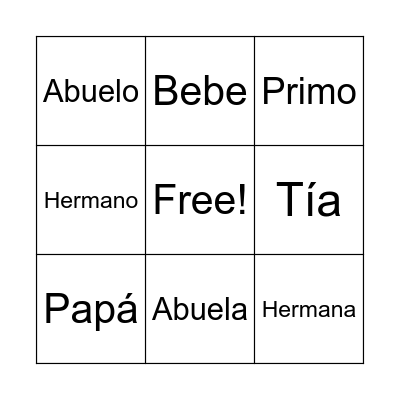 Family bingo Card
