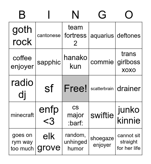 parforet bingo Card