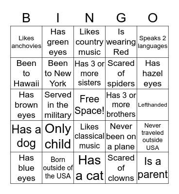 Did you know? Bingo Card