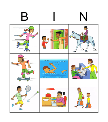 Activities Bingo Card