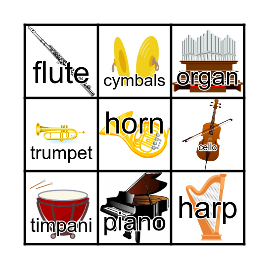 Musical Instruments Bingo Card