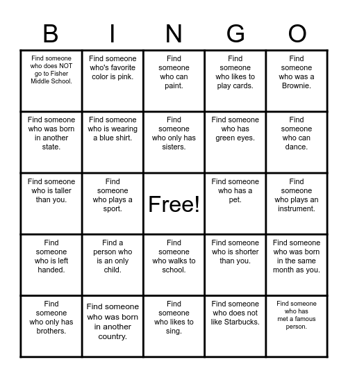 Untitled Bingo Card