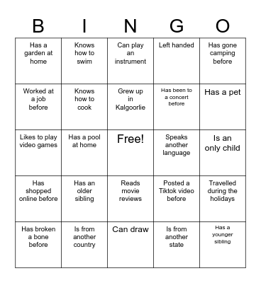 EGC Human Bingo Card