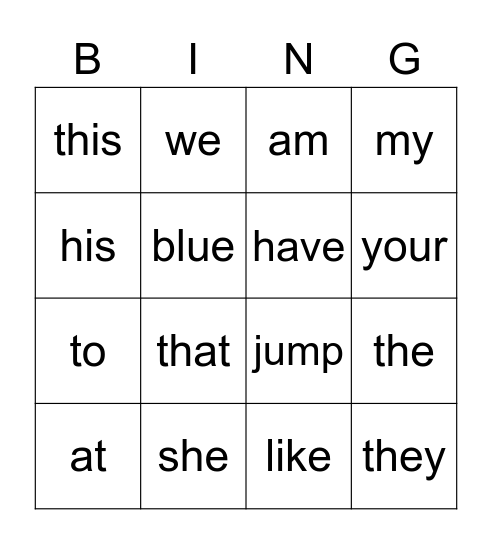 Sight Words Bingo 11/28 - 12/30 Bingo Card
